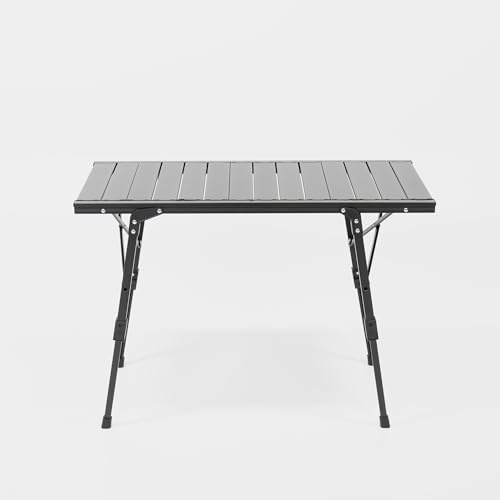 BOXIO - Table: Klappbarer Campingtisch 88x40 wetterfest stabil & faltbar höhenverstellbarer Outdoor Tisch für Camping, Garten, Balkon & Wohnmobil Zubehör Tisch klein inkl. Tasche (Mit Tischplatten)