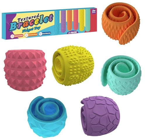 GREATRICH 6 Juguetes Sensoriales Autismo, Fidget Toy, Pulseras de Silicone Texturizadas para Ansiedad Niños, Juguete Calmante para Necesidades Especiales, Anti-Estrés Portátil para Viaje, Aula