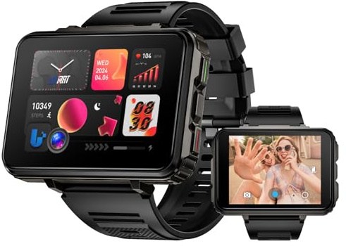 LOKMAT 4G SIM Card Smart Watch, 6GB+128GB Android Smartwatch Phone Call, 2.4 Large Screen Sport Watch 1500mAh Dual Camera WiFi Bluetooth GPS Smart Watches for Men