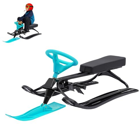 Trineo de carreras para niños a partir de 3 años, robusto y resistente a las heladas, ligero y manejable, capacidad de carga 100 kg, 114 × 50 × 38 cm (verde)