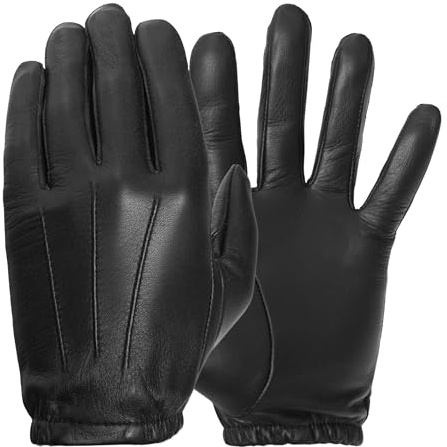 Pratt & Hart Guardia Men’s Leather Search Gloves for Tactical Law Enforcement, Shooting, and Driving (Black) Sheepskin