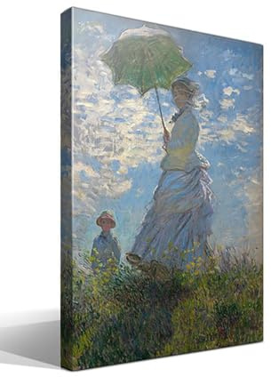cuadrosfamosos.es Mujer con Sombrilla | Claude Monet | Impresionismo | Cuadro Canvas Wall Art | Impresión Giclée lienzo algodón puro | Bastidor 3cm | 40x55cm