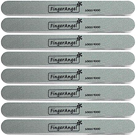 FingerAngel 20PCS Nail File Polisher Smooth and Shiny Nail Buffer for Natural Nails Cushion Nail File 1000 and 4000 Grit