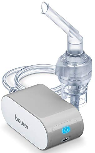 Beurer IH58UK Compact Nebuliser for colds, Asthma and Respiratory Problems, Quiet Inhaler Using Compressed Air Technology, Nebuliser Machine for Adults and Children with Practical Storage Bag, Grey