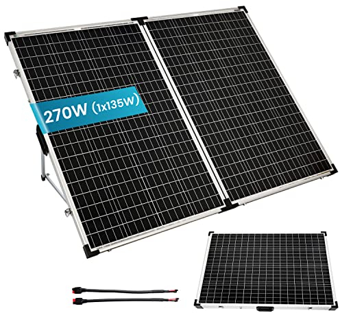 a-TroniX® 270W Solarkoffer 0% MwSt §12 III UstG 2x135W Solarpanel klappbar für Outdoor-Einsatz, Camping, Wohnmobil und Boote, Solarmodul und zum Anschluss an Solarladeregler oder Powerstation