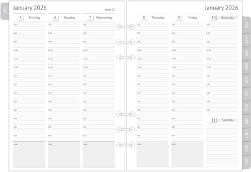 newestor 2027 A5 Planner Inserts, Filofax A5 Compatible, Weekly and Monthly Appointment Book Pages, Tabbed, 6 Holes