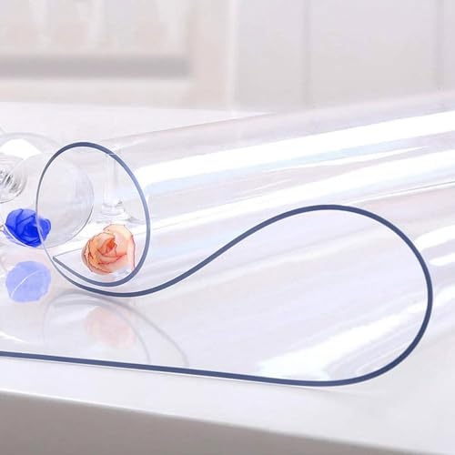 ForenTex - Mantel Hule Transparente PVC para Mesas Rectangular, Protector de Mesa Impermeable y Antimanchas, Resistente al Calor, Fácil de Limpiar, Cortable a Medida (2,00mm, 90x50cm)