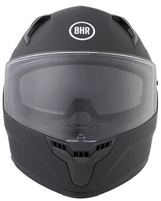 BHR Casco Integrale Moto con Doppia Visiera 831 ROCKET, Casco Moto Integrale Omologato ECE 22.06 con Schermo Parasole, Casco Uomo/Donna, Nero Opaco, L