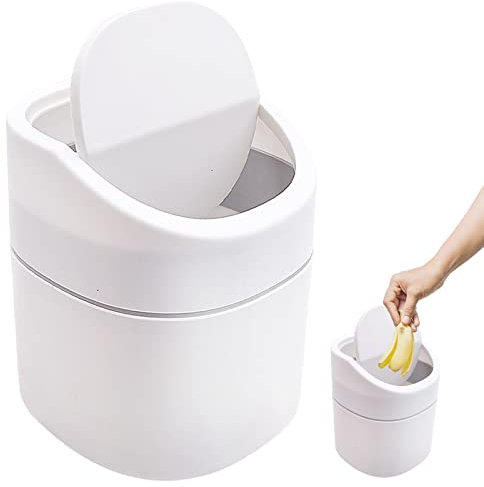 YAXXIDAEVER Cestino da Tavolo con Goperchio,Mini Cestino Spazzatura Ufficio,Pattumiera da Tavolo,Pattumiera da Tavolo per Bagno, Cucina, Portatile Portarifiuti,2L