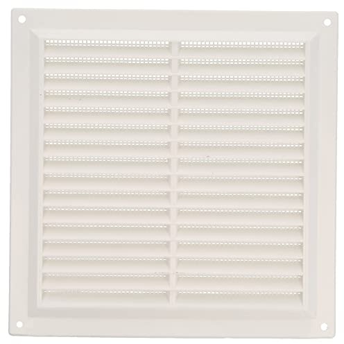 Amig - Rejilla cuadrada de plástico con mosquitera- Rejillas de ventilación para salida de aire - Adecuado para techo de cocina y baño - Medidas: 200 x 200 MM - Color: Blanco