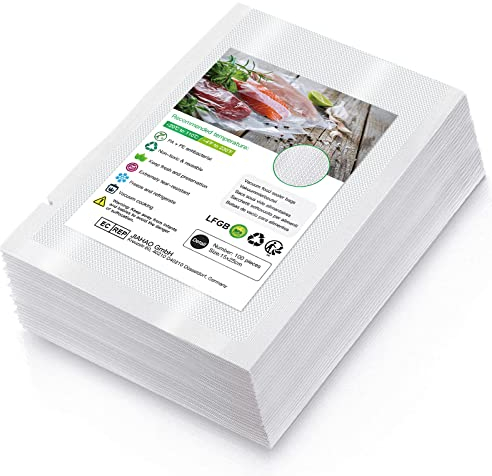 BoxLegend Profi Vakuumbeutel für Lebensmittel, 100 Beutel 15x25cm Vakuumierbeutel für alle Vakuumiergerät, Vakuumkonservierung, Gefrieren und Kochen, Sous Vide Beutel, Gefrierbeutel, BPA-frei