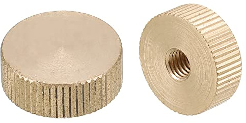 QUARKZMAN Moleteadas Pulgar Tuercas, 2uds M6 x D20mm x H7mm Latón Moleteada Tuerca Plana Cabeza Cierre Agujero Bloqueo Ajuste Tuercas para 3D Impresora Piezas