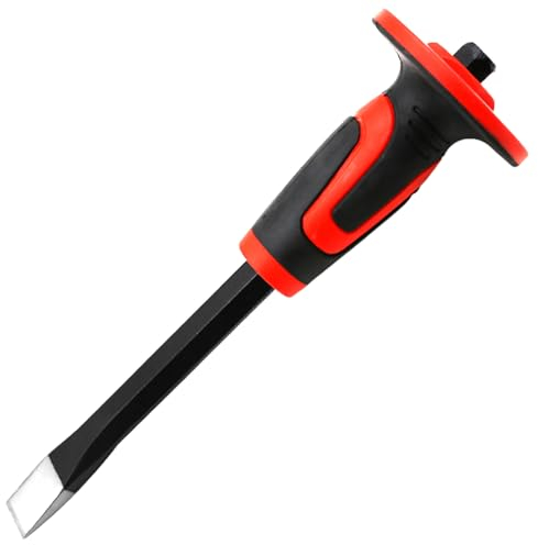 WEDO Burin de Maçon Plat,Burin Professionnel acier au carbone,11”×16mm,Burin de Maçon Pointu avec antidérapante Poignée