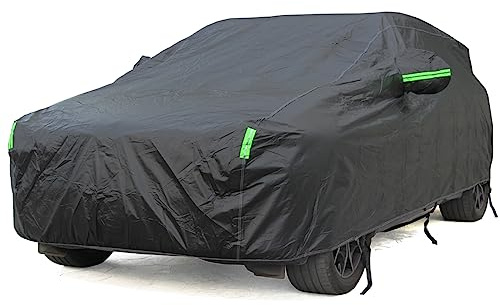 BEXITA Bilpresenning vattentätt bilskydd med bomullsfoder bilpresenning för regn sol dammskydd bilskydd svart helgarage SUV; storlek S: Max 445 cm