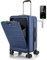 SOARS 20” Koffer Trolleys, Handgepäck mit Vordertasche & klappbarer Tischplatte, Reisekoffer mit Laptopfach, USB-Anschluss & TSA-Schloss, Leichter Hartschalenkoffer flugtauglich (Dunkelblau)