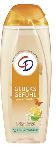 CD Dusche Glücksgefühl 250 ml, belebendes Duschgel mit Gute-Laune-Duft, für empfindliche Haut, ohne Mikroplastik, vegan