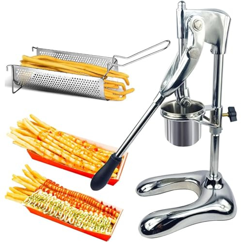 Cortador de patatas fritas, máquina manual de patatas fritas largas, cortador de patatas fritas, máquina de tiras de patatas de 11.8 in extrusora extrusora de patatas fritas 16 agujeros, máquina de ac