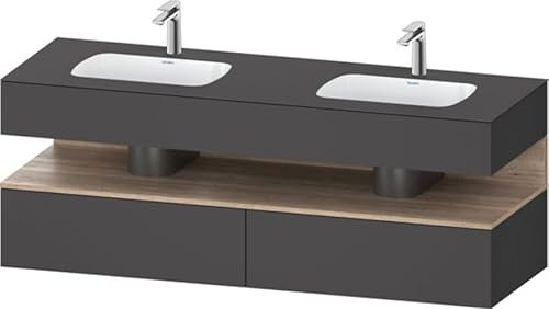 Duravit Qatego Einbauwaschtisch mit Konsolenwaschtischunterbau, 1600x550x600mm, Nische Eiche Mamoriert, Doppelwaschtisch, QA4797055490010, Farbe: Graphit