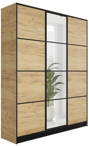 KIER FURNITURE Armoire Dressing Eden Chêne Craft 156,4x205x39 cm | Armoire dressing spacieuse avec rangement pratique pour vêtements et linge, idéale pour chambre adulte ou enfant