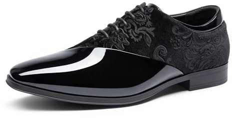 Bruno Marc Zapatos Vestir Hombre Fiesta Zapatos Cordones Hombre Antideslizante para Trajes Formales Esmoquin,Size 43,Negro,BMUMOX2507