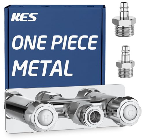 KES All Metal RV Exterior Shower Faucet with 18/8 Quick Connectors, 4 inch Leak Free RV Outdoor Camper Shower Faucet, Chrome, LG6106-CH