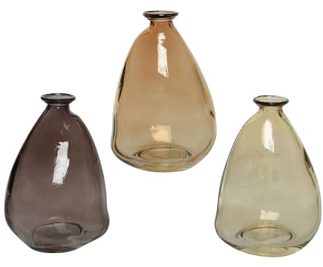 Vase 12cm Glas 1 Stück Sortiert - Blumenvase Glasvase - Tischvase für Blumen - Dekovasen - Tischvasen Gastronomie - Tischdeko Hochzeitsdeko Vasen - Braun Transparent