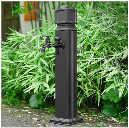 Colonna d'acqua da giardino in acciaio inossidabile con rubinetto autoportante per tubo flessibile e fontana da prato per lavaggio auto e irrigazione.
