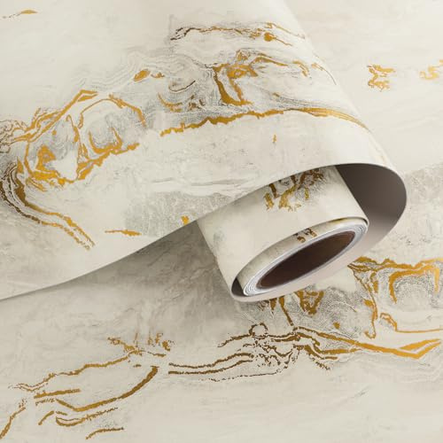VaryPaper Självhäftande film marmorutseende beige guld marmor tapet självhäftande 81 cm x 300 cm marmor folie självhäftande film kök bänkskiva tapet badrum vattentät bordsfolie köksskåp folie för