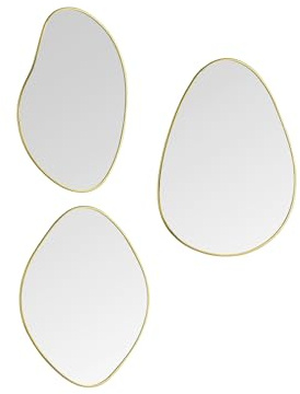 Mirrors and More Wandspiegel 3er Set mit Metallrahmen in Gold