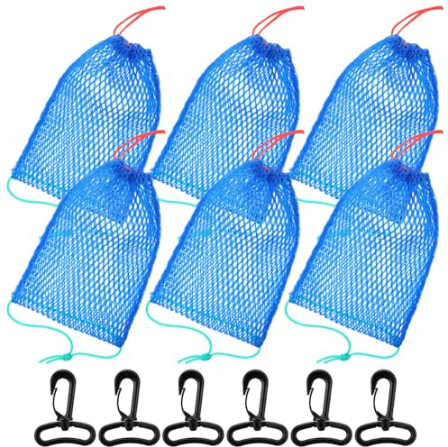 6 Pcs Crab Trap Bait Bags with Locker, Portable Fish Trap Outdoor Sports Style Crab Snare Mesh Bait Traps Shrimp Net Fishing Accessories for Crawfish Minnow Lobster