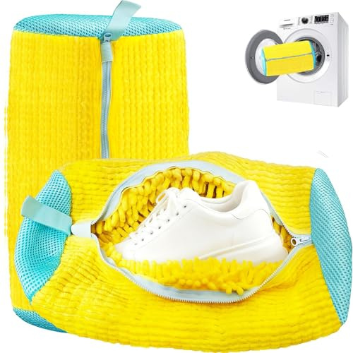 OIXEYA Sacchetto Scarpe Lavatrice, 2 Pezzi Sacchetti Scarpe Lavatrice Riutilizzabili In Microfibra, Sacca per Lavare Scarpe In Lavatrice con Cerniera Invisibile per Scarpe Sportive, Scarpe a Rete