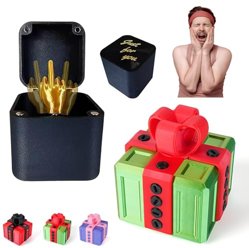 Dedo Medio en una Caja,Caja Sorpresa con Dedo Medio,Middle Finger in a Box,Bromas para Adultos Divertidos,Cajas para Regalo de Broma DivertidaDecoración De Escritorio (Verde rojizo)