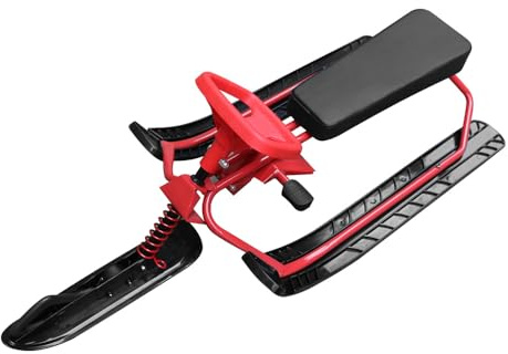 Luocute Snow Racer Sled, Ski Sled Slider Board Kids Teens Outdoor Winter Sport Metal Snow Sand Grass Slider with Steering Wheel Double Brakes for Skiing Ice Skating Sand Skating
