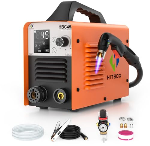 HITBOX Cortador de Plasma 15mm Arco Piloto 230V | Arco Piloto Sin Contacto, Pantalla LED, IGBT, Ideal para Metal, Aluminio y Mallas