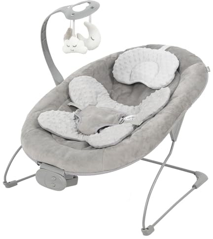 Puggle Comfy Snug Plush Music & Vibration Baby Bouncer (Melange Grey)