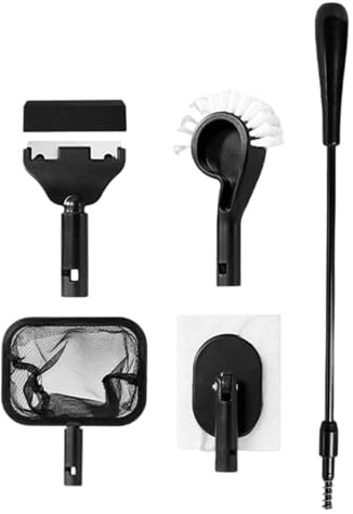 Set di attrezzi per la pulizia dell'acquario, 4 in 1, per la pulizia dell'acquario, multifunzione, per laghetto di gamberetti, set di manutenzione per acquari d'acqua dolce salata