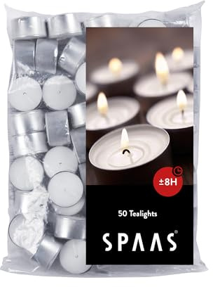 Ivyline Spaas Tealights Bag x50, 8 Hours, White,D 39 mm x H 22 mm