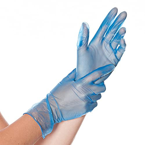 Franz Mensch Hygostar Vinylhandschuhe Ideal | puderfrei, blau, 10/XL, 24cm, 100 Stück, Einweghandschuhe latexfrei, Untersuchungshandschuhe Vinyl