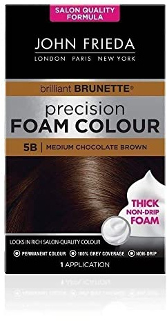 John Frieda Precision Foam Colour 5B, Salon Finish Hair Dye, 100 Percent Grey Coverage, Medium Chocolate Brown, 1 Count (Pack Of 1)