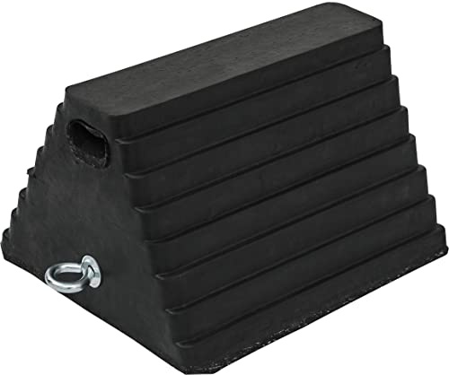 Buyers Products WC1086 Rubber Wheel Chock with Chain Eye, 10x8x6 Inch, Heavy Duty Tire Chocks for Cars, Trailers, RVs, Durable Vehicle Tire Stopper for Maintenance, Garage & Shipping Dock Use