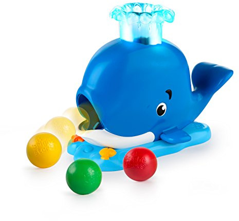Bright Starts Silly Spout Whale Ball Popper Musical Activity Toy with Light & Sounds, 3 Balls, Early Development, Toddler Ages 6-12 months