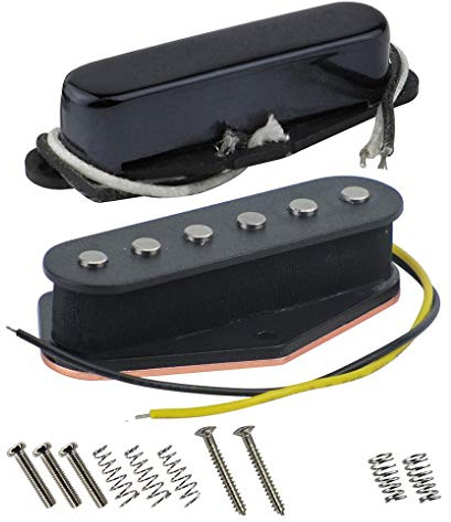 FLEOR Vintage Single Coil Tonabnehmer Set Schwarz Hals & Steg Tonabnehmer (50mm/55mm) Alnico 5 Magnet für TL TE Style Gitarrenteile