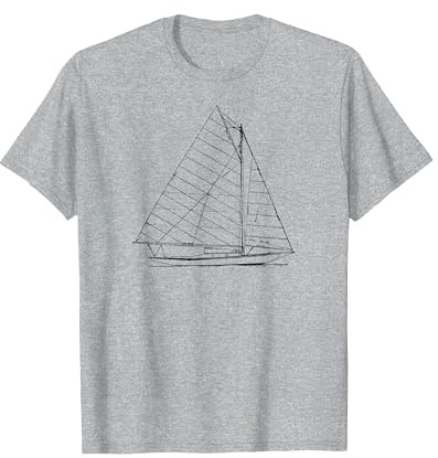 Schizzo del design nautico della barca a vela - Vela Maglietta, Uomo, Grigio Melange, XL