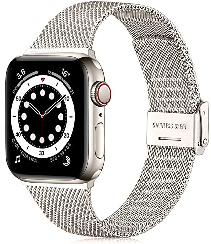 Ouwegaga Kompatibelt med Apple Watch-armband 38 mm, 40 mm, 41 mm, 42 mm, 44 mm, 45 mm, 49 mm, rostfritt stål metallarmband kompatibelt med iWatch armband Series 9 8 7 6 5 4 3 2 1/SE Ultra,42 mm/44 mm