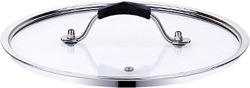 BAZAC Pfannendeckel aus gehärtetem Glas, Topfdeckel für Töpfe, Pfannen und Pfannen mit Edelstahlgriff, Haushaltspfannendeckel mit Dampfloch, runde Kochgeschirr, Ersatzdeckel, 30 cm