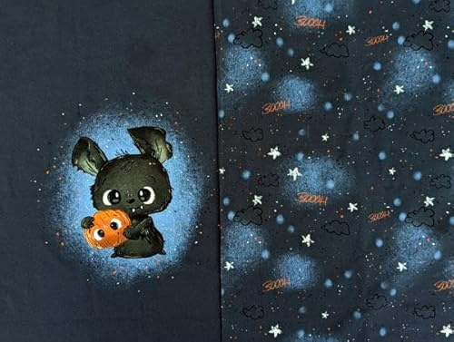 Eigenproduktion Baumwolljersey Panel + Kombi Fledi Fledermaus 65x165 cm Deepblue