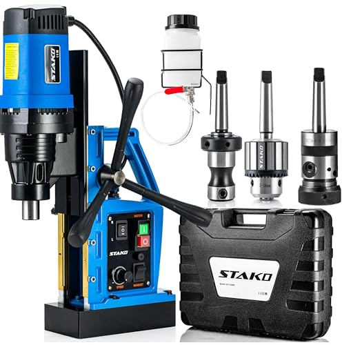 STAKO SCY-2800RE Perceuse magnétique Ø 80 mm, 2050 W, avec coffret, force magnétique 17000N, perceuse à noyau portable pour le travail des métaux avec Weldon 19 mm et mandrin 3-16 mm et