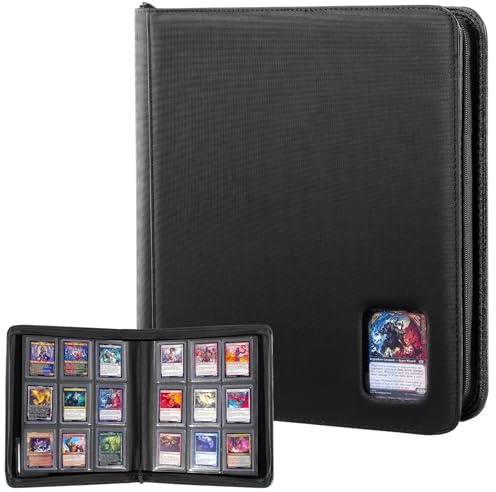 ProCase Álbum para Tarjetas Toploader, 324 Capacidad, 36 Páginas de 9 Bolsillos, Carpeta con Cremallera para Tarjetas Coleccionables y Deportivas en Toploaders de 3'' x 4'' - Negro
