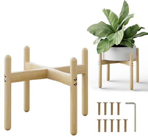 Gorouy Pflanzenständer aus Holz, 25x23 cm Blumentopfhalter, Moderner Pflanzgefäßständer aus der Mitte des Jahrhunderts, Dekor für Drinnen & Draußen Haus, Garten, Büro Blumenständer