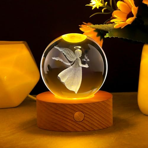 Sfera Di Cristallo 3d, Lampada Notturna A Sfera Con Base A Led, Luce Notturna Sfera Di Cristallo Ricarica Usb Regalo Perfetto Moglie, Festa Della Mamma, Festa Dei Bambini, Anniversario, Compleanno